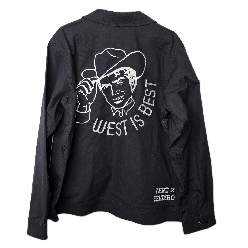 NEW Ariat X Sendero Stockton Jacket Mens Large Black Zip Front Patches Pockets - Picture 3 of 9